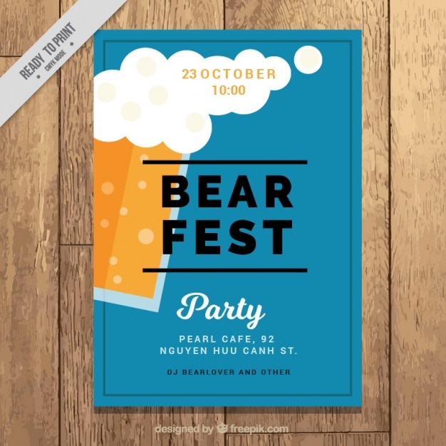 Blue poster template for a beer festival