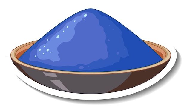 Blue powder colour in a bowl on white background