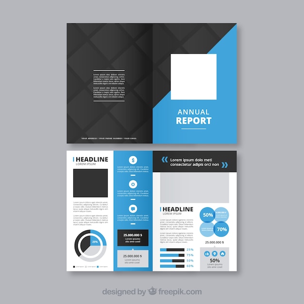 Blue and red annual report cover template