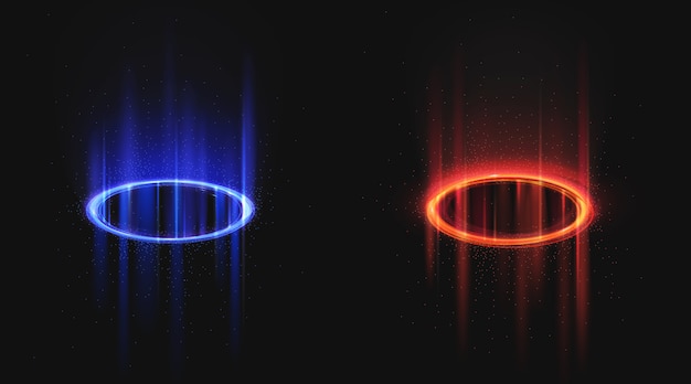 Blue and red magic portals