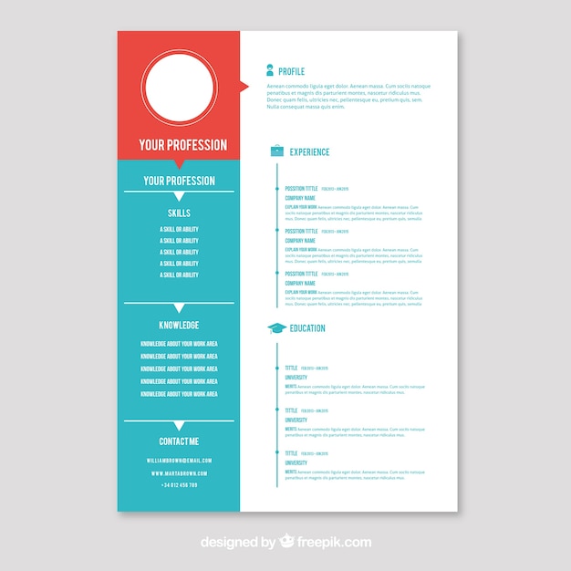 Blue and red resume concept