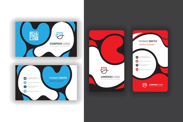 Free Vector blue and red visit cards