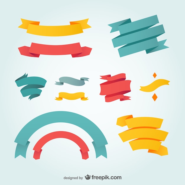 Free Vector blue, red and yellow ribbons