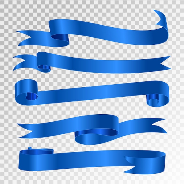 Blue ribbon isolated on transparent background