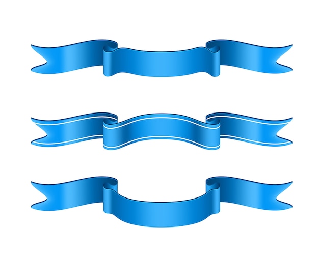 Blue ribbons set isolated