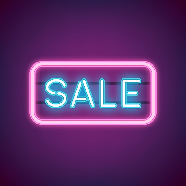 Blue sale neon sign vector