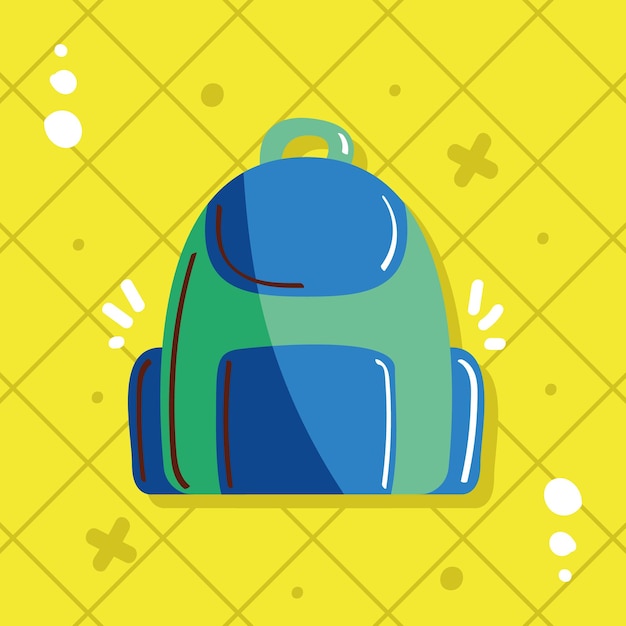 Free vector blue school bag equipment