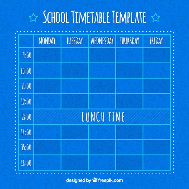 Free vector blue school timetable