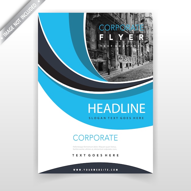 blue shape leaflet cover design template