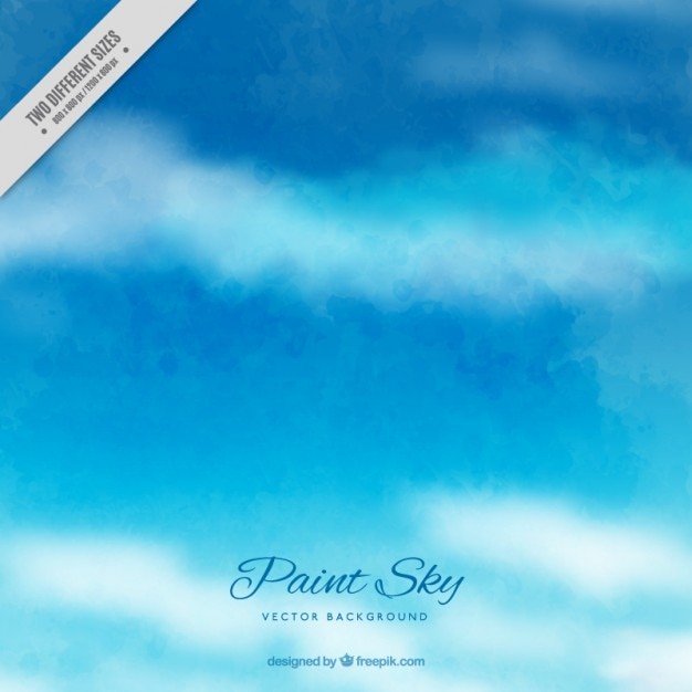 Free vector blue sky with clouds watercolor background