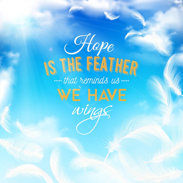 Free Vector blue sky with white feathers