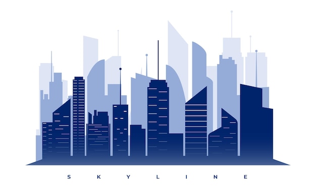 Free Vector blue skyline cityscape building silhouette design