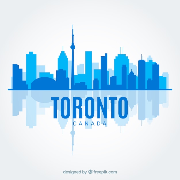 Free vector blue skyline of toronto in flat style