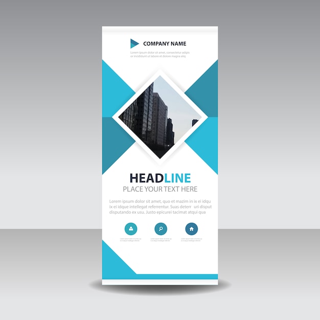 Blue square creative roll up banner template