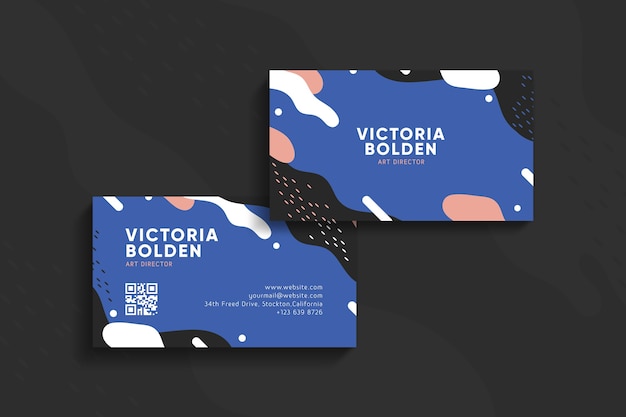 Blue stained visit business card