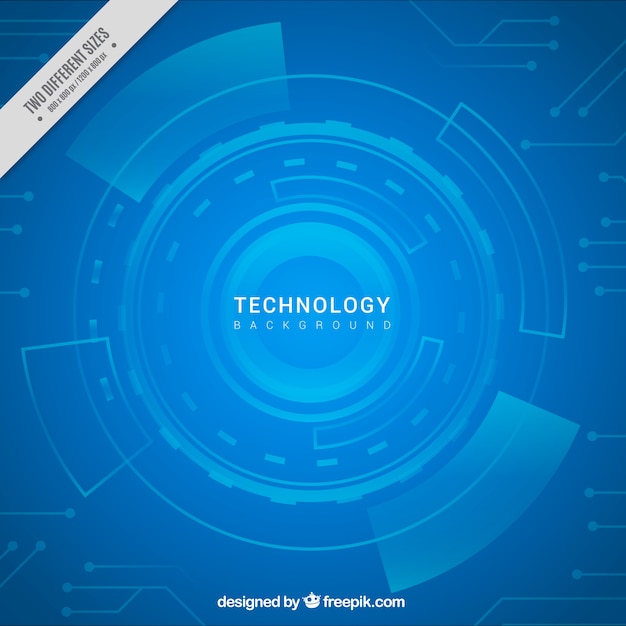 Blue technology background with abstract shapes