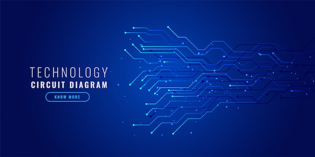 Blue technology background with circuit diagram