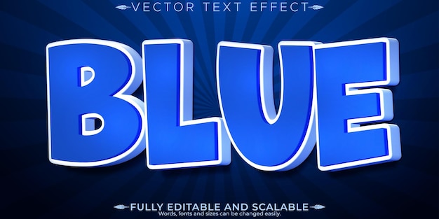 Free vector blue text effect editable cartoon and retro customizable font style