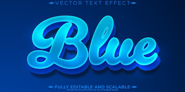 Free Vector blue text effect editable water and ocean text style