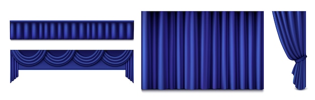 Free Vector blue theater stage curtain