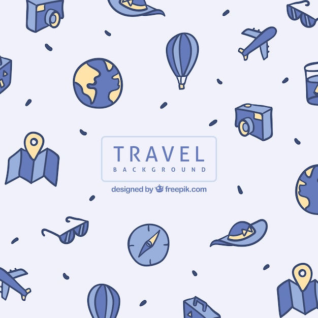 Blue travel elements background