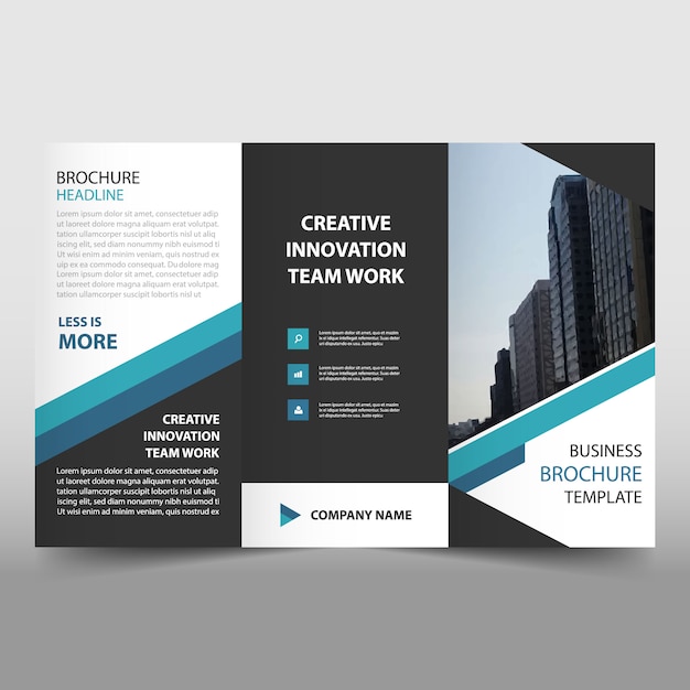 Blue trifold business flyer template