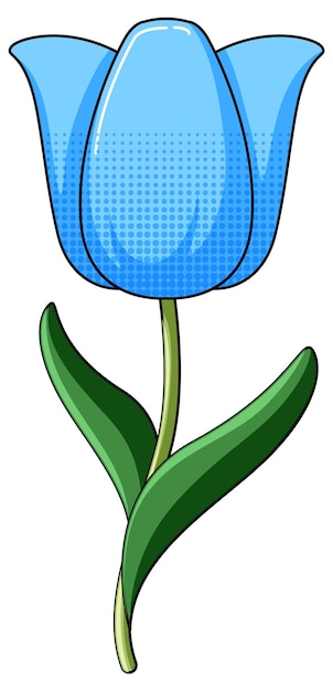 Free vector blue tulip flower with leaves