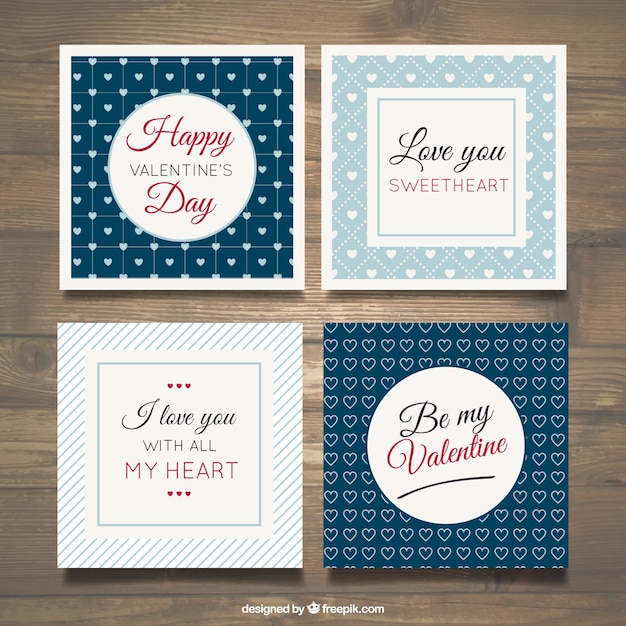 Free Vector blue valentine day card collection