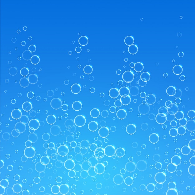 Blue water background with bubbles floating upwards