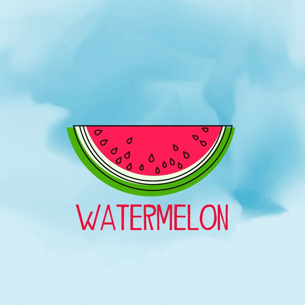 blue watercolor background with watermelon fruit