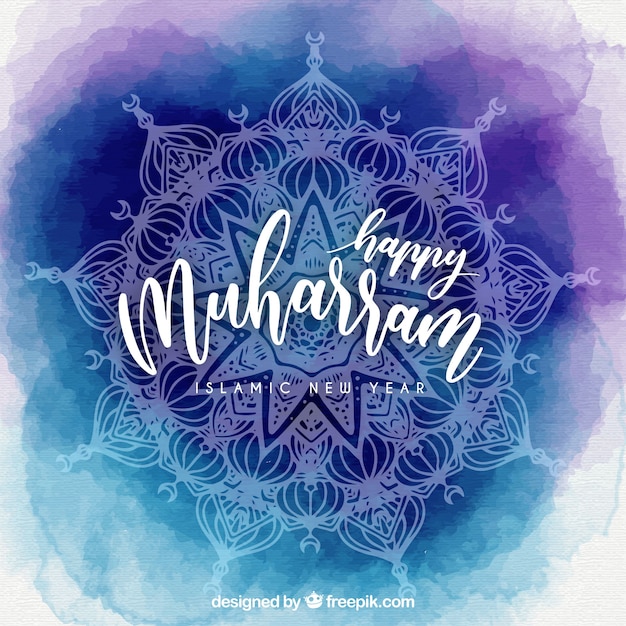 Blue watercolor muharram background