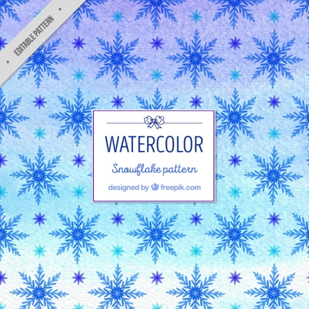 Free vector blue watercolor snowflake pattern