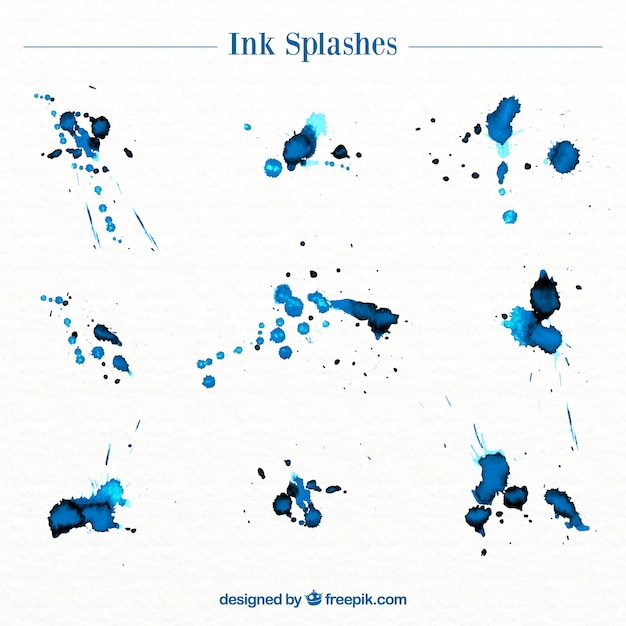 Free vector blue watercolor splashes