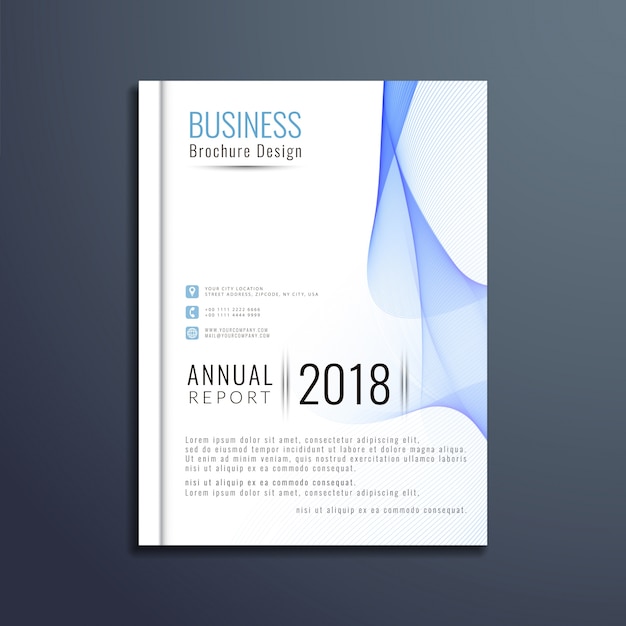 Blue wavy business brochure template design