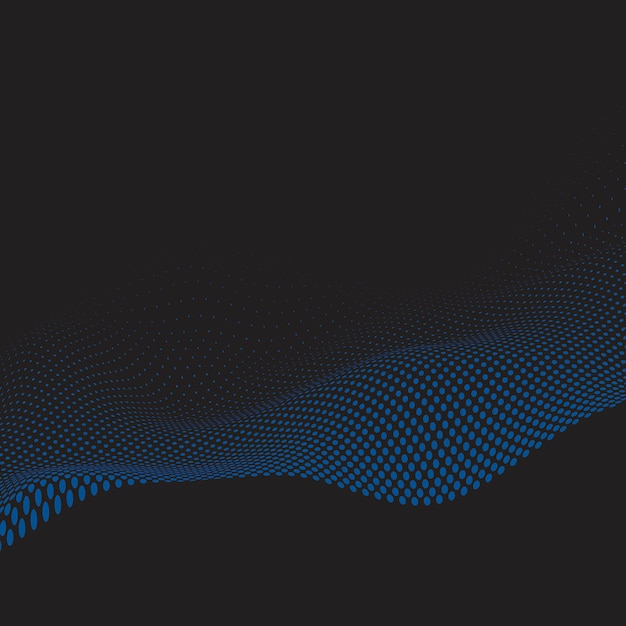 Blue wavy halftone black background vector