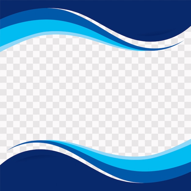 Blue wavy shapes on transparent background