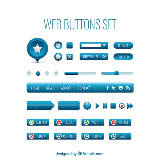 Blue web buttons set