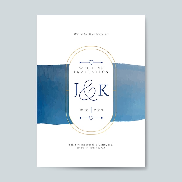 Free Vector blue wedding invitation card vector