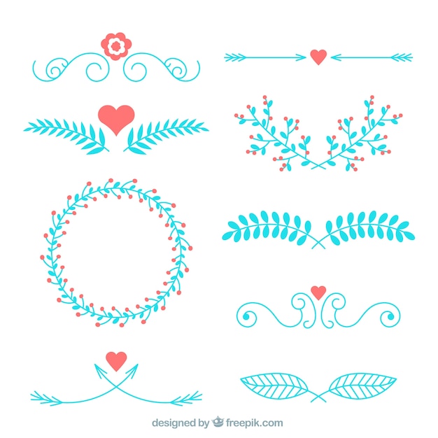 Free Vector blue wedding ornament collection