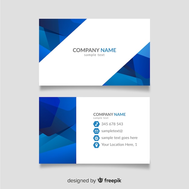 Blue and white business card 