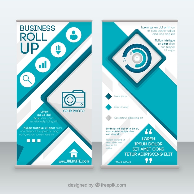 Free Vector blue and white business roll up