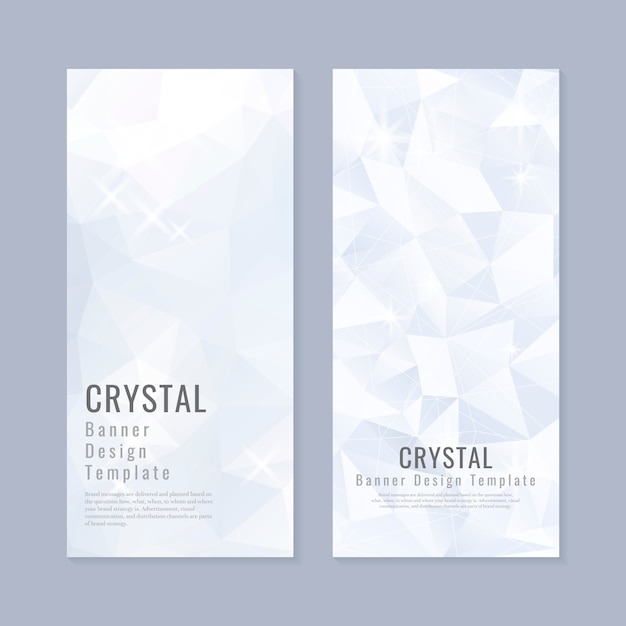 Blue and white crystal textured banner template vector