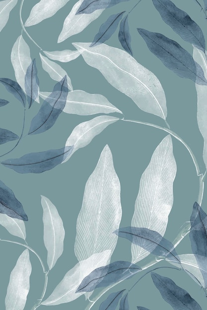 Free Vector blue and white leafy background vector