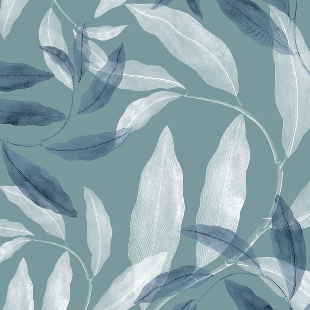 Blue and white leafy background