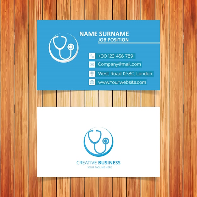 Blue and white medical business card