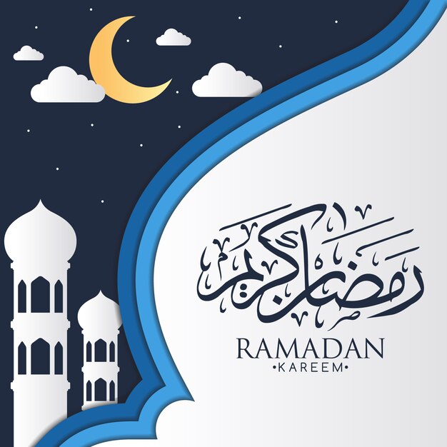 Blue and white ramadan background