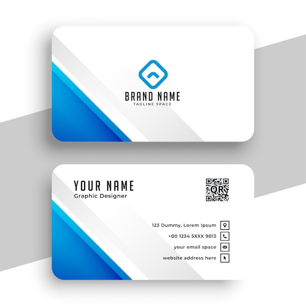 Blue and white simple business card template vector