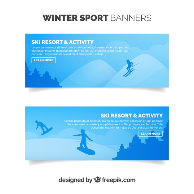 Blue winter sport banners