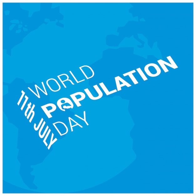 Blue world population day design with text