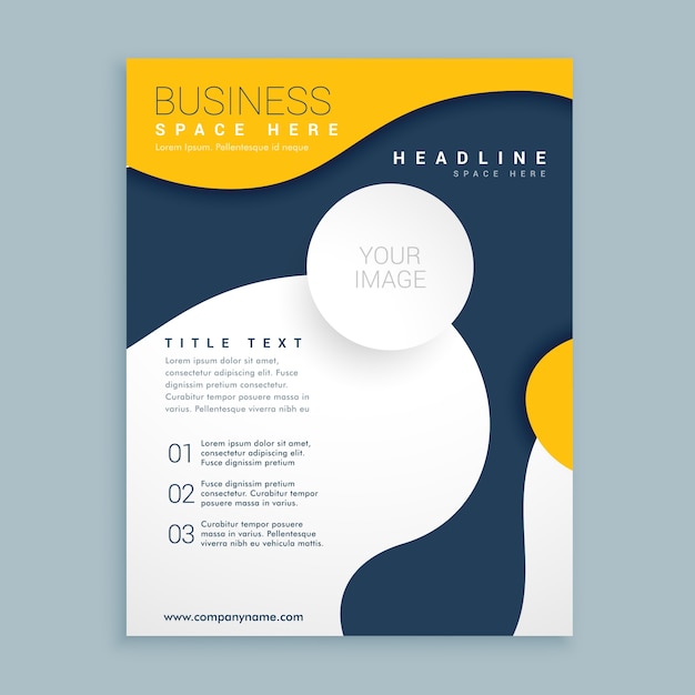 Free Vector blue and yellow brochure with wavy shapes